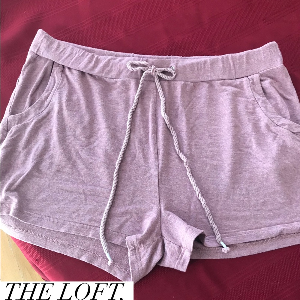 LOFT Drawstring Shorts Pink Plus Size 16